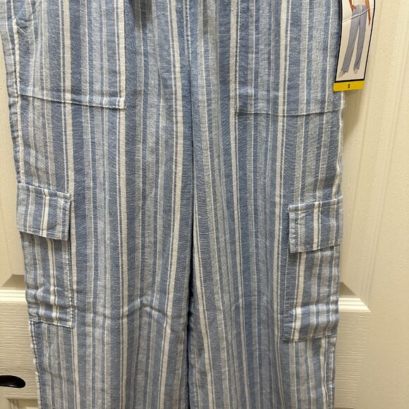 Roxy Women's Linen Blend Cargo Pant Size S Blue Cottagecore Coastal Boho Beach - Picture 8 of 15